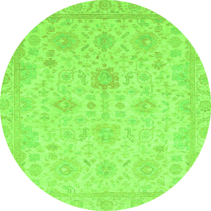 Round Oriental Green Traditional Rug, abs3772grn