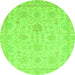 Round Oriental Green Traditional Rug, abs3772grn