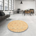 Round Abstract Orange Oriental Rug in a Office, abs3772