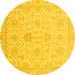 Round Oriental Yellow Traditional Rug, abs3772yw