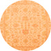 Round Oriental Orange Traditional Rug, abs3772org