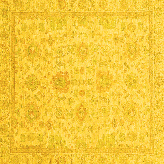 Square Machine Washable Oriental Yellow Traditional Rug, wshabs3772yw