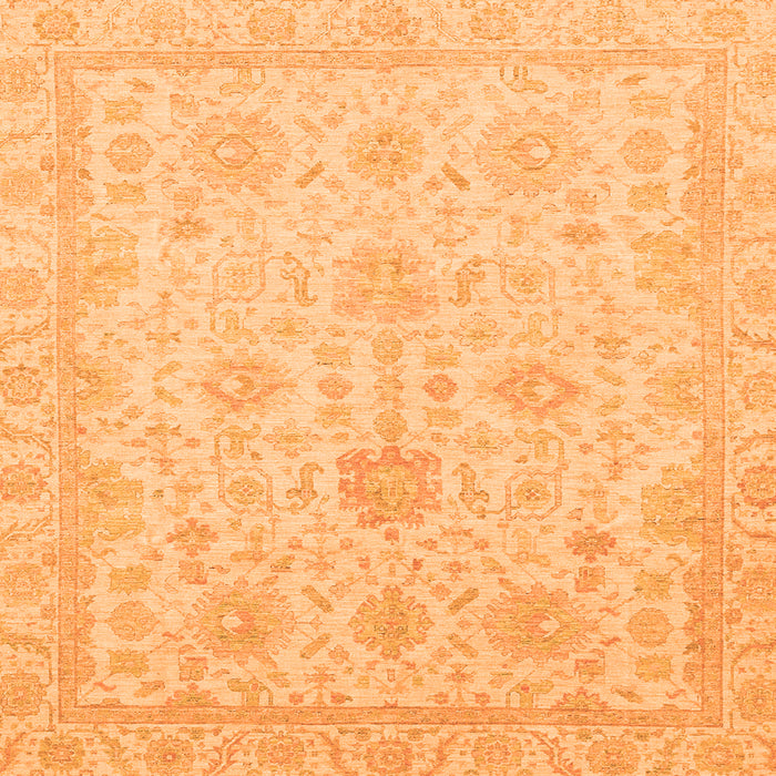 Square Machine Washable Oriental Orange Traditional Area Rugs, wshabs3772org