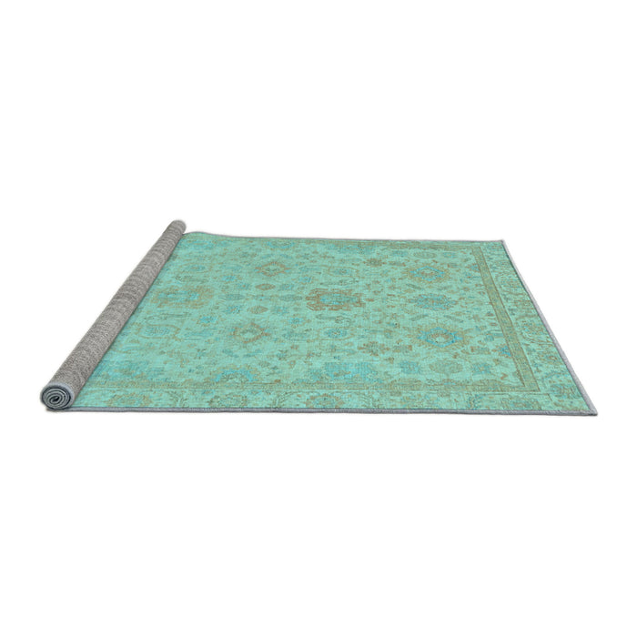 Sideview of Machine Washable Oriental Light Blue Traditional Rug, wshabs3772lblu