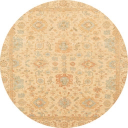 Round Machine Washable Abstract Orange Rug, wshabs3772
