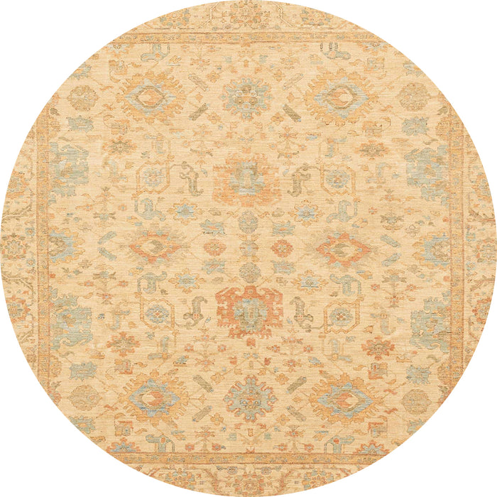 Round Machine Washable Abstract Orange Rug, wshabs3772
