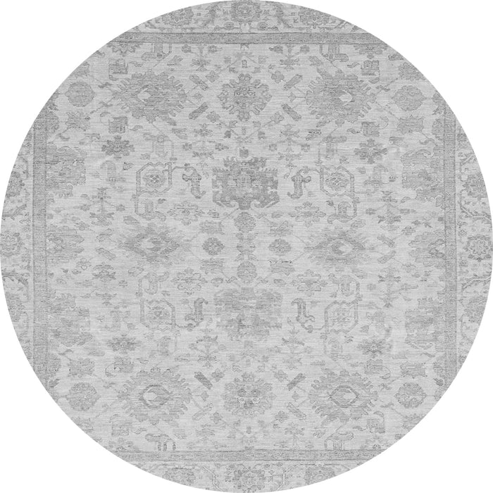 Round Machine Washable Oriental Gray Traditional Rug, wshabs3772gry