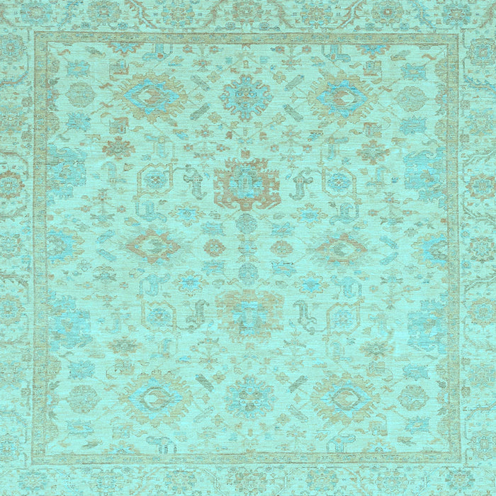 Square Machine Washable Oriental Light Blue Traditional Rug, wshabs3772lblu