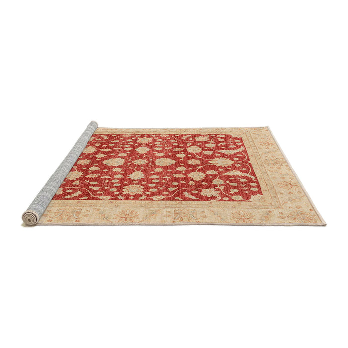 Sideview of Machine Washable Abstract Orange Red Rug, wshabs3773