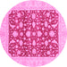 Round Oriental Pink Traditional Rug, abs3773pnk