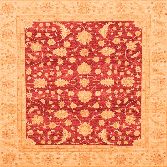Square Machine Washable Oriental Orange Traditional Area Rugs, wshabs3773org