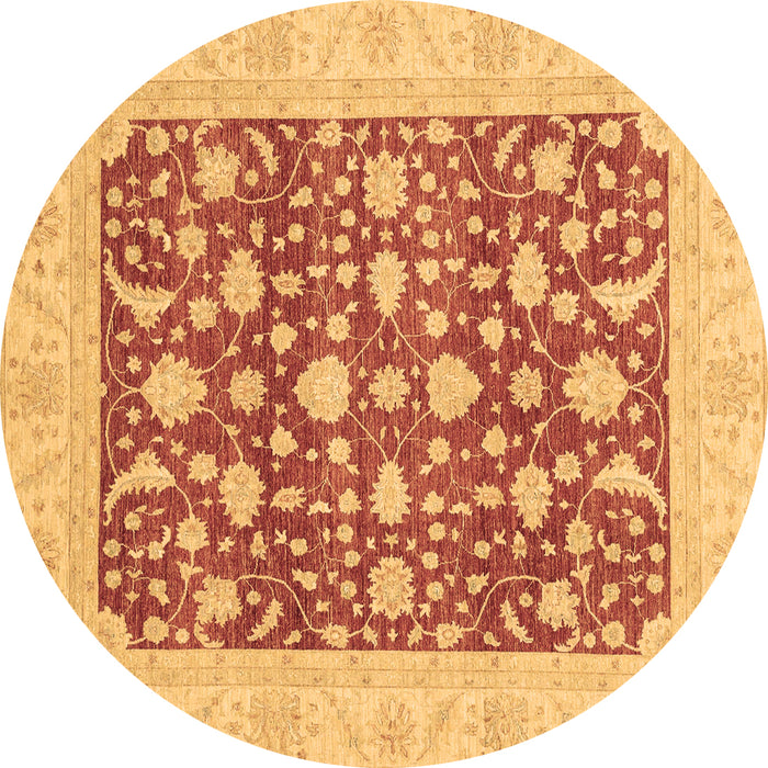 Round Machine Washable Oriental Brown Traditional Rug, wshabs3773brn