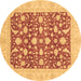 Round Machine Washable Oriental Brown Traditional Rug, wshabs3773brn