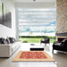 Square Machine Washable Abstract Orange Red Rug in a Living Room, wshabs3773