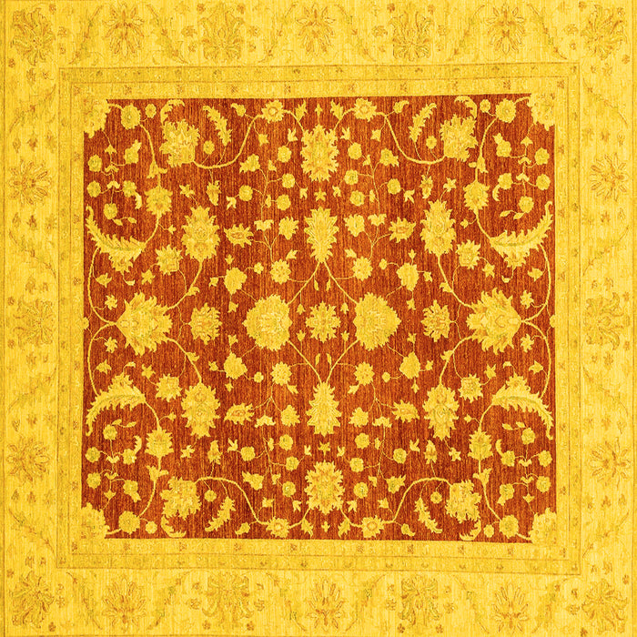 Square Machine Washable Oriental Yellow Traditional Rug, wshabs3773yw