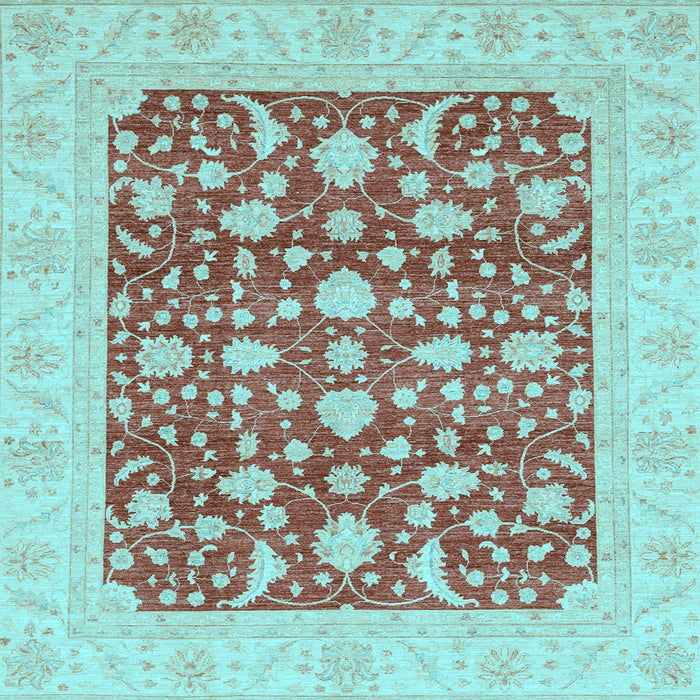 Square Machine Washable Oriental Light Blue Traditional Rug, wshabs3773lblu