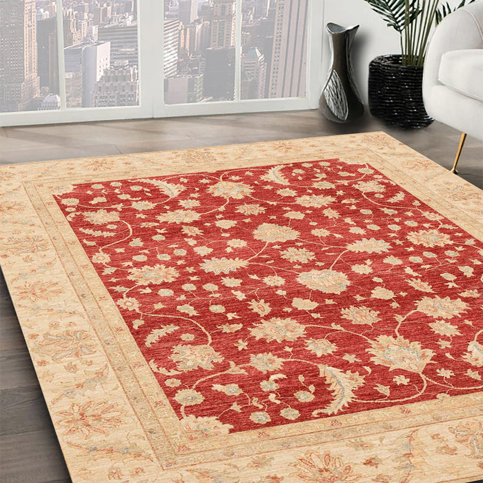 Machine Washable Abstract Orange Red Rug in a Family Room, wshabs3773
