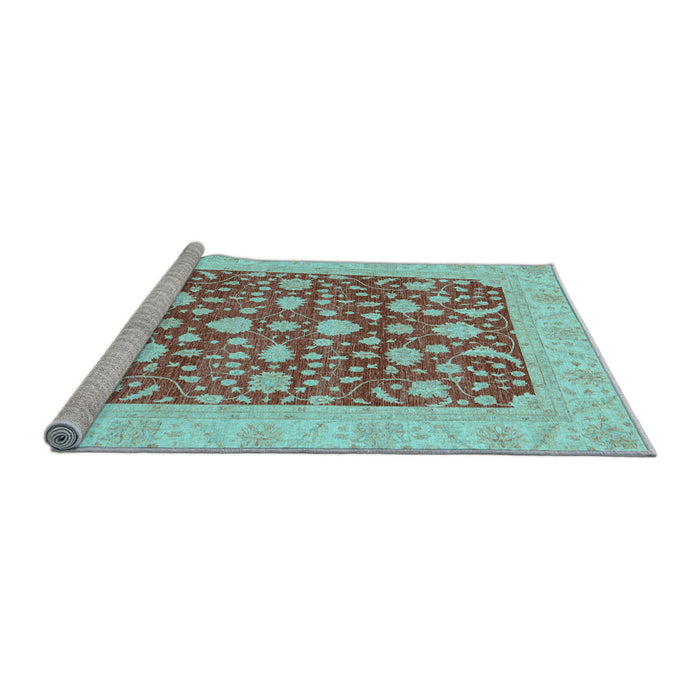 Sideview of Machine Washable Oriental Light Blue Traditional Rug, wshabs3773lblu