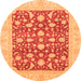 Round Oriental Orange Traditional Rug, abs3773org