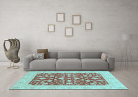 Machine Washable Oriental Light Blue Traditional Rug, wshabs3773lblu