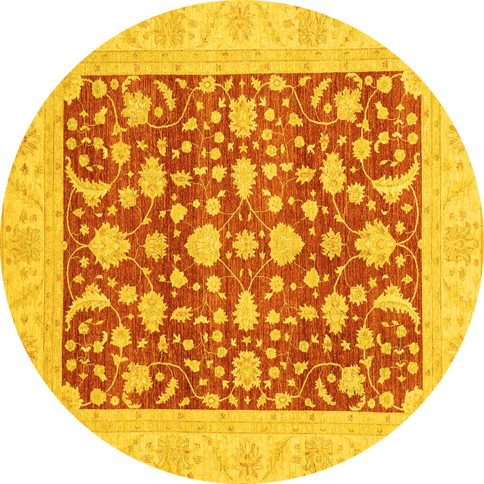 Round Oriental Yellow Traditional Rug, abs3773yw