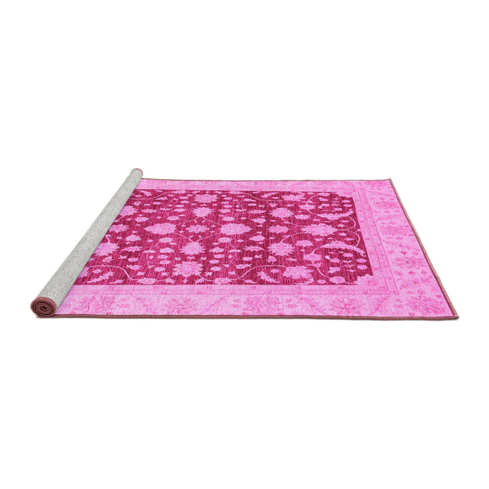 Sideview of Machine Washable Oriental Pink Traditional Rug, wshabs3773pnk