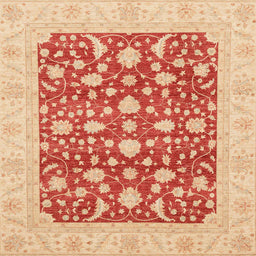 Square Abstract Orange Red Oriental Rug, abs3773
