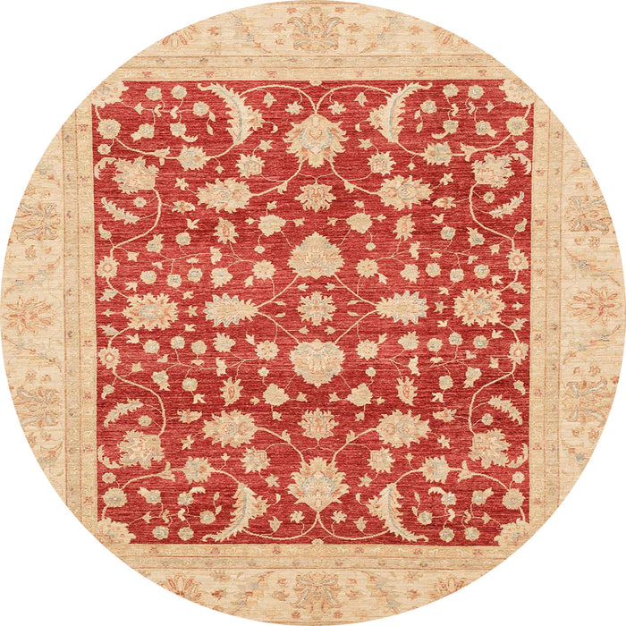 Round Abstract Orange Red Oriental Rug, abs3773