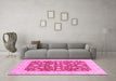 Machine Washable Oriental Pink Traditional Rug in a Living Room, wshabs3773pnk