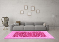 Machine Washable Oriental Pink Traditional Rug, wshabs3773pnk