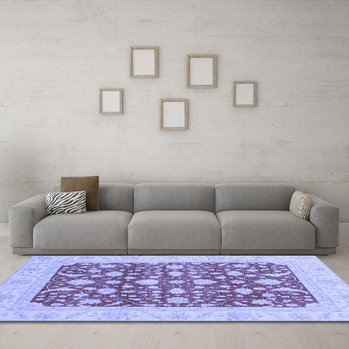Machine Washable Oriental Blue Traditional Rug in a Living Room, wshabs3773blu