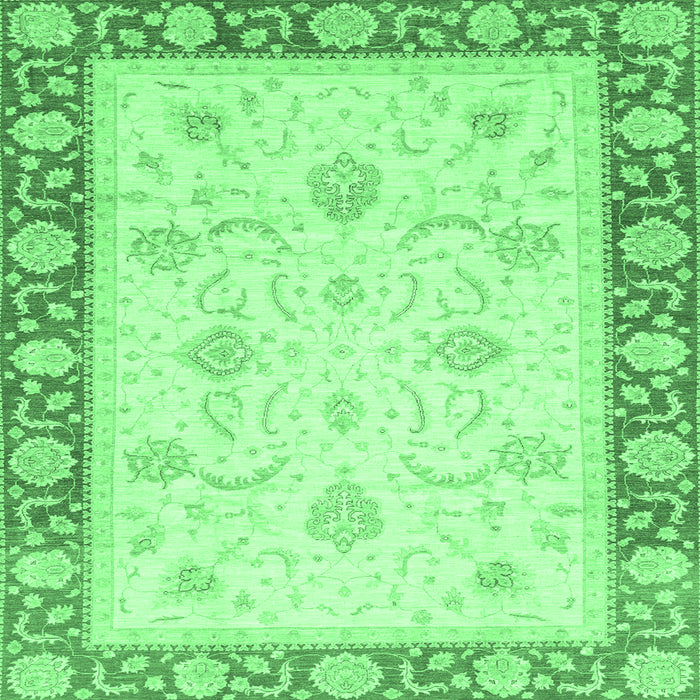 Square Machine Washable Abstract Emerald Green Modern Area Rugs, wshabs3774emgrn