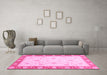 Machine Washable Abstract Pink Modern Rug in a Living Room, wshabs3774pnk