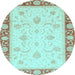 Round Machine Washable Abstract Light Blue Modern Rug, wshabs3774lblu