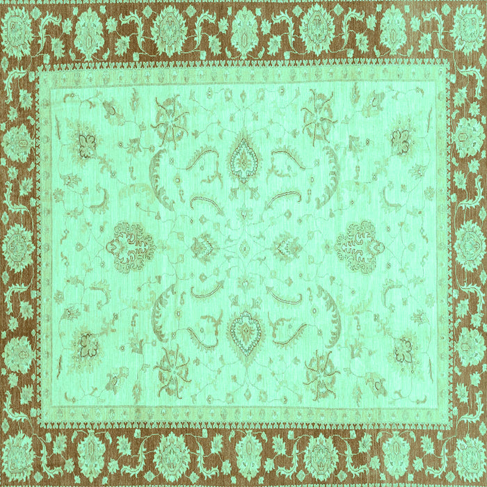 Square Abstract Turquoise Modern Rug, abs3774turq