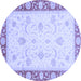 Round Abstract Blue Modern Rug, abs3774blu