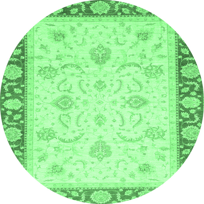 Round Abstract Emerald Green Modern Rug, abs3774emgrn