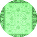 Round Abstract Emerald Green Modern Rug, abs3774emgrn