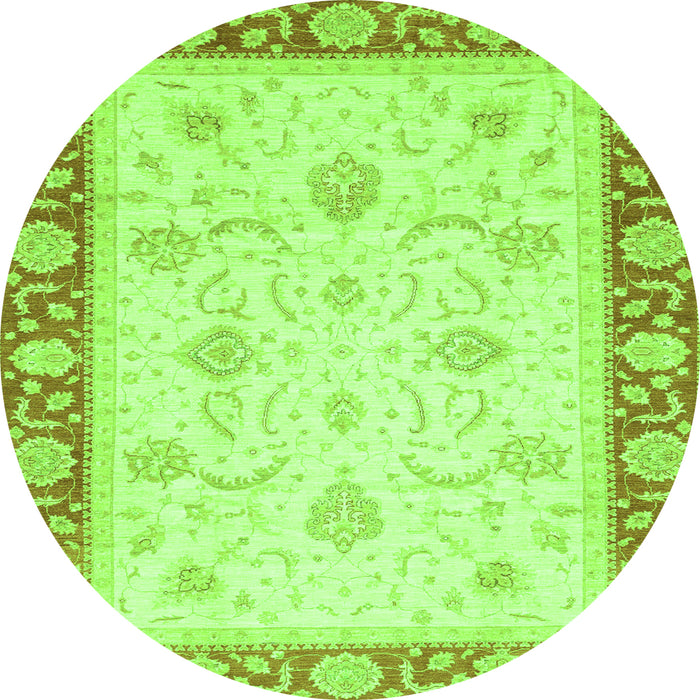 Round Abstract Green Modern Rug, abs3774grn