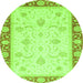 Round Abstract Green Modern Rug, abs3774grn