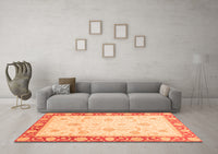 Machine Washable Abstract Orange Modern Rug, wshabs3774org