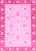 Machine Washable Abstract Pink Modern Rug, wshabs3774pnk