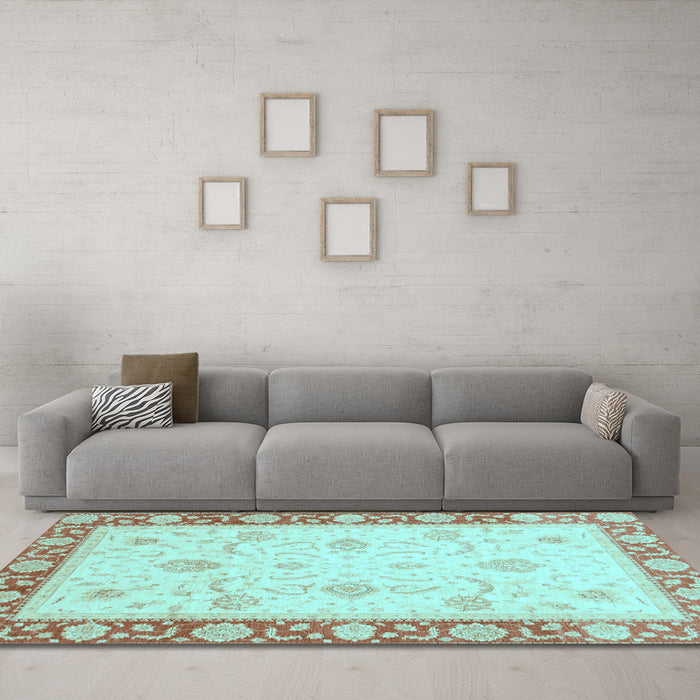 Machine Washable Abstract Light Blue Modern Rug in a Living Room, wshabs3774lblu