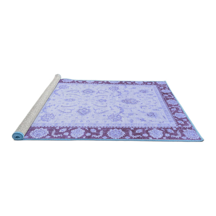 Sideview of Machine Washable Abstract Blue Modern Rug, wshabs3774blu