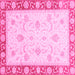 Square Abstract Pink Modern Rug, abs3774pnk