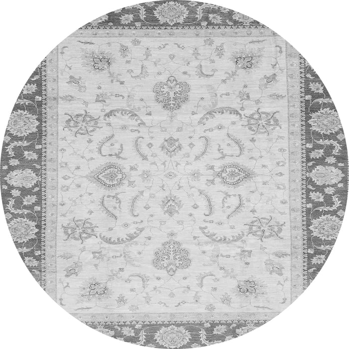 Round Machine Washable Abstract Gray Modern Rug, wshabs3774gry