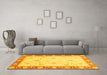 Machine Washable Abstract Yellow Modern Rug in a Living Room, wshabs3774yw