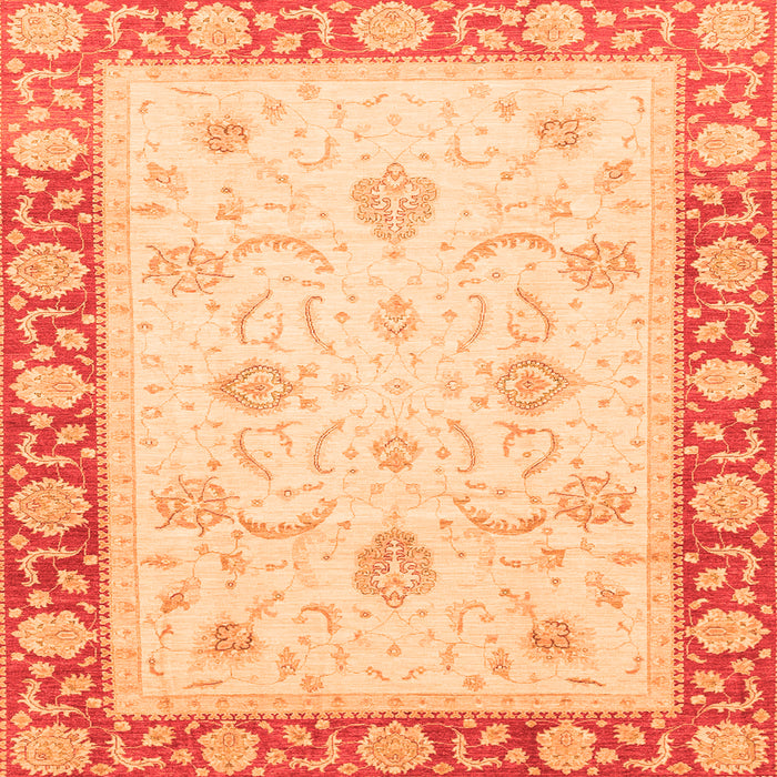 Square Machine Washable Abstract Orange Modern Area Rugs, wshabs3774org