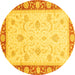 Round Abstract Yellow Modern Rug, abs3774yw