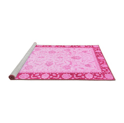 Sideview of Machine Washable Abstract Pink Modern Rug, wshabs3774pnk